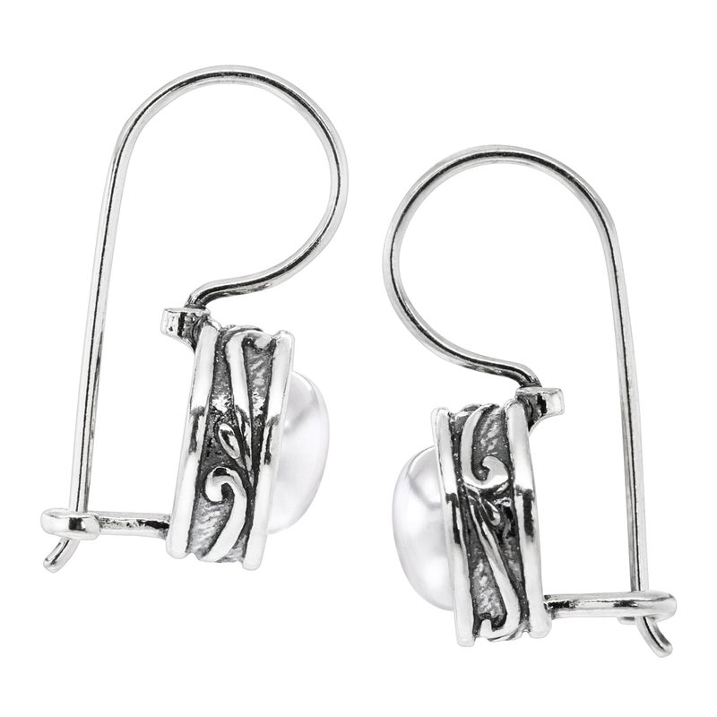 Silpada Pearl Drop Earrings for Women, Freshwater Cultured Pearl, .925 Sterling Silver, Jewelry Gift Ideas, 'Modern Fairytale', 8mm - Image 2